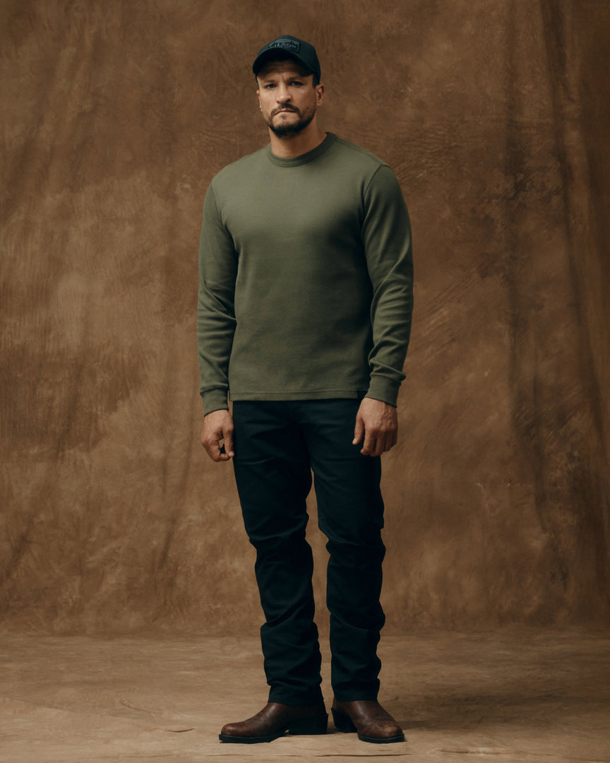 Waffle Knit Thermal Crew Neck