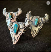 Cattle Skull American Turquoise Ring