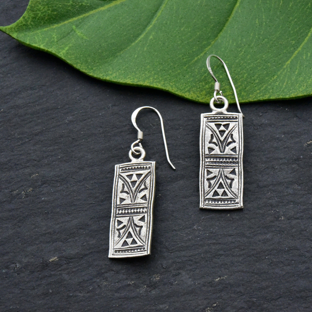 Hill Tribe Silver Patterned Earrings