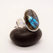 Sterling Silver Labradorite and Moonstone Ring