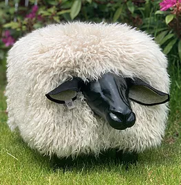 Sheep Footstool - Oyster & Black