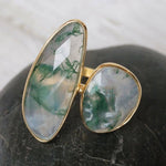 Load image into Gallery viewer, Gold Plated Moss Agate Ring
