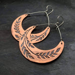 Load image into Gallery viewer, Large Copper Crescent Wheat Earrings
