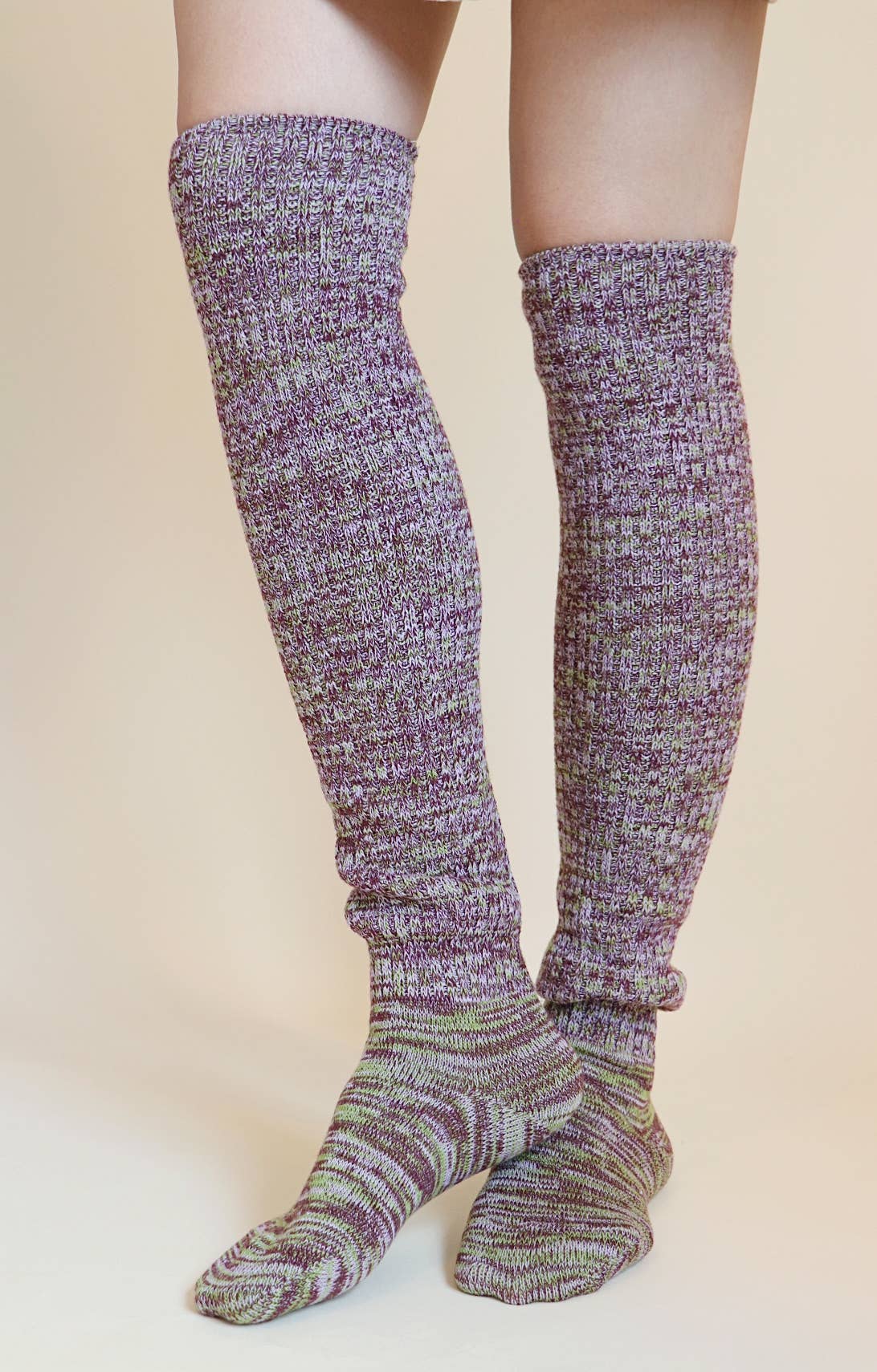 Scrunchy Over the Knee Socks - Wine/Pear