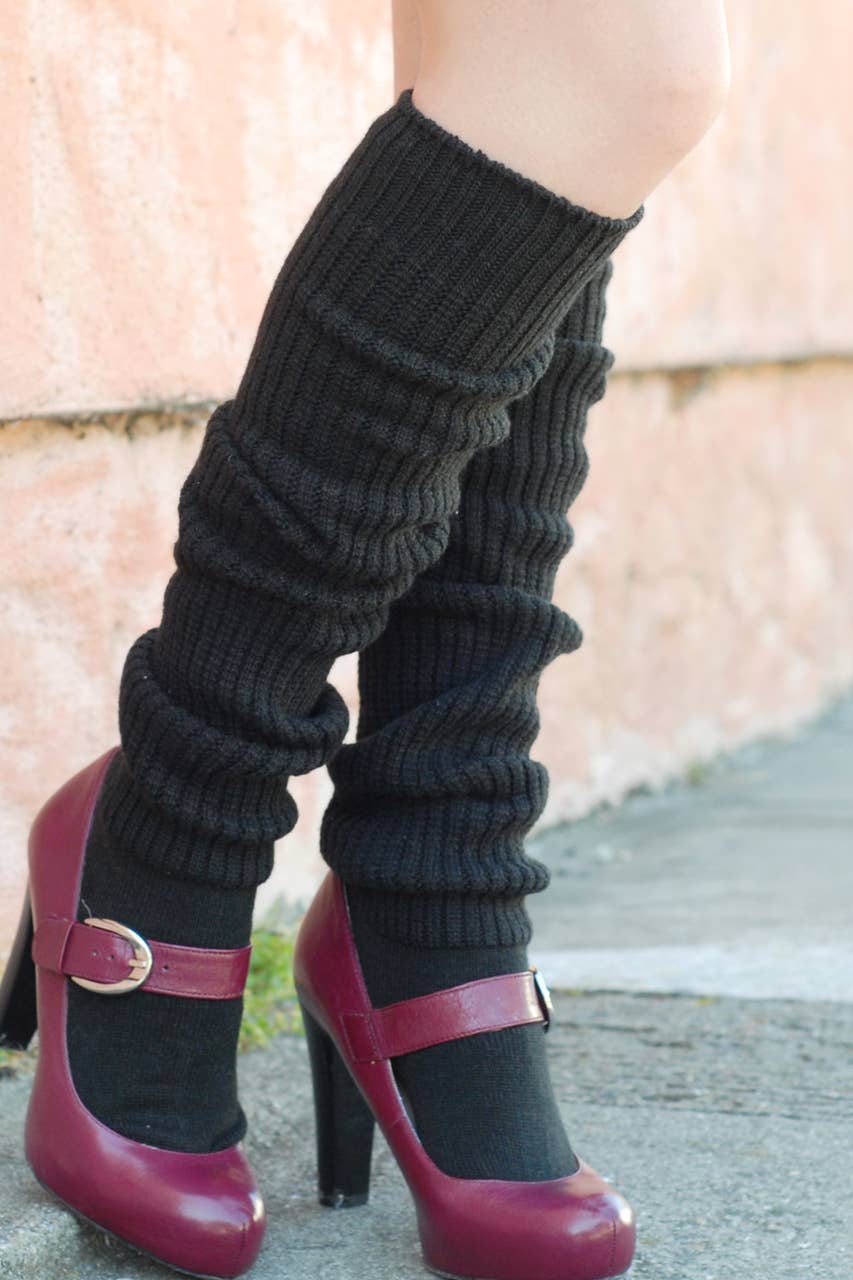 Scrunchy Over the Knee Socks - Black