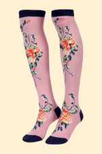 Load image into Gallery viewer, Floral Vines Long Socks - Lavender
