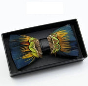 Feather Bow Tie & Lapel Pin Set