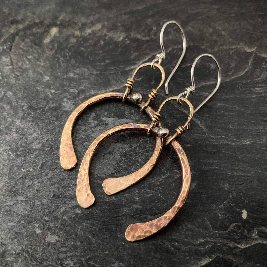 Forged Brass Horseshoe Earrings