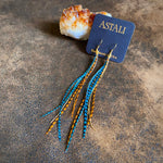 Load image into Gallery viewer, Mini Feather Earrings - Orange &amp; Turq
