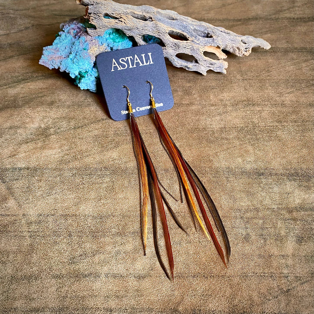 Mini Feather Earrings - Fawn & Black