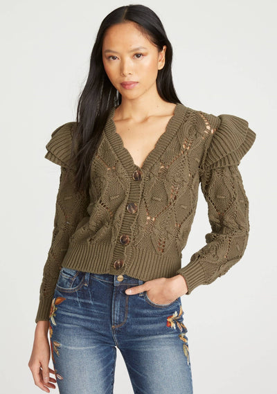 Molly Ruffle Shoulder Cardigan