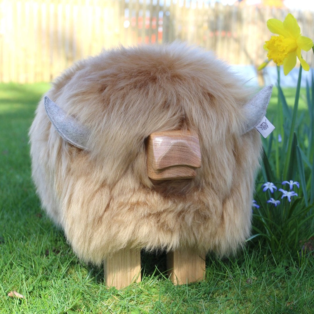 Highland Calf Footstool - Butterscotch