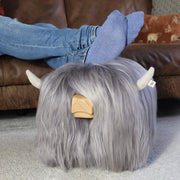 Highland Cow Footstool - Stone