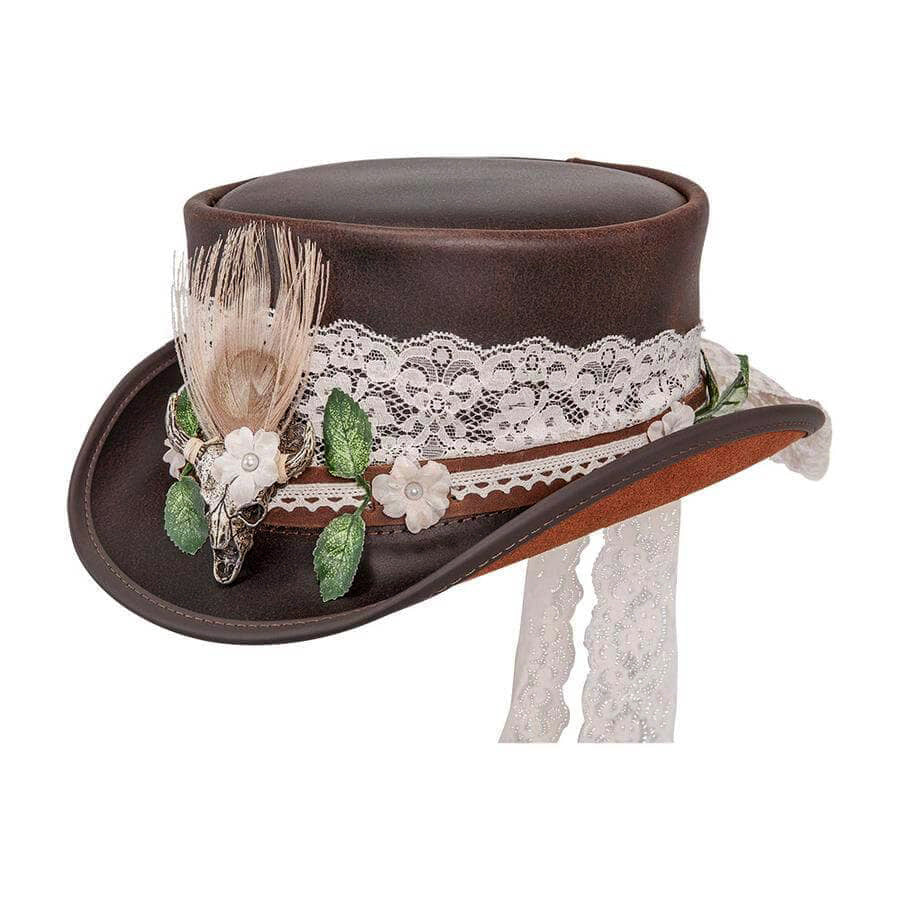 Marlow Leather Top Hat with True Love Hat Band