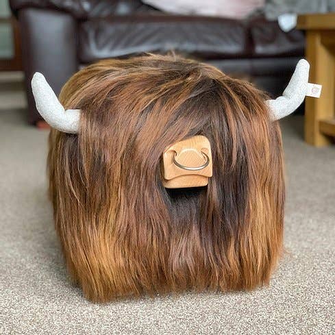 Highland Bull Footstool - Chestnut