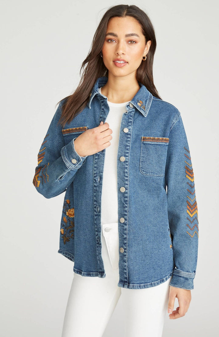 Shayna Embroidered Denim Shirt