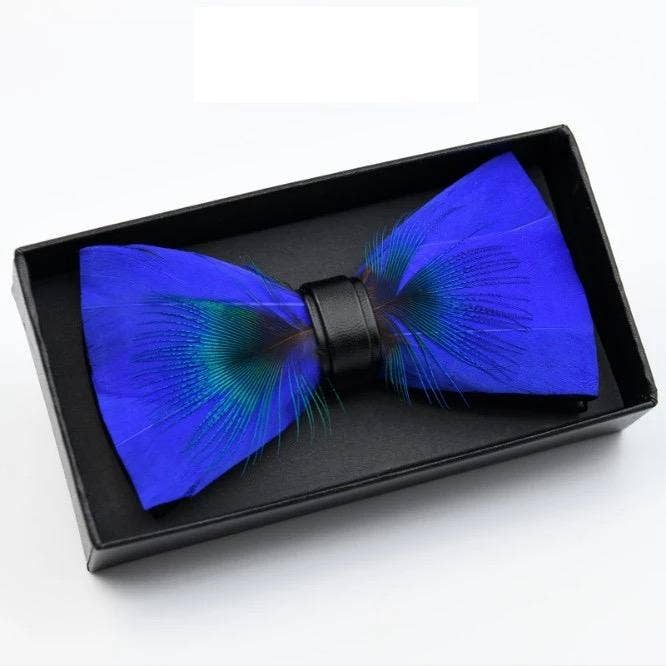 Feather Bow Tie & Lapel Pin Set