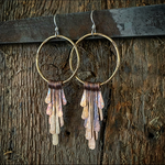 Load image into Gallery viewer, Stamped Brass Fringe Hoops

