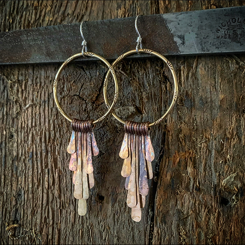 Stamped Brass Fringe Hoops