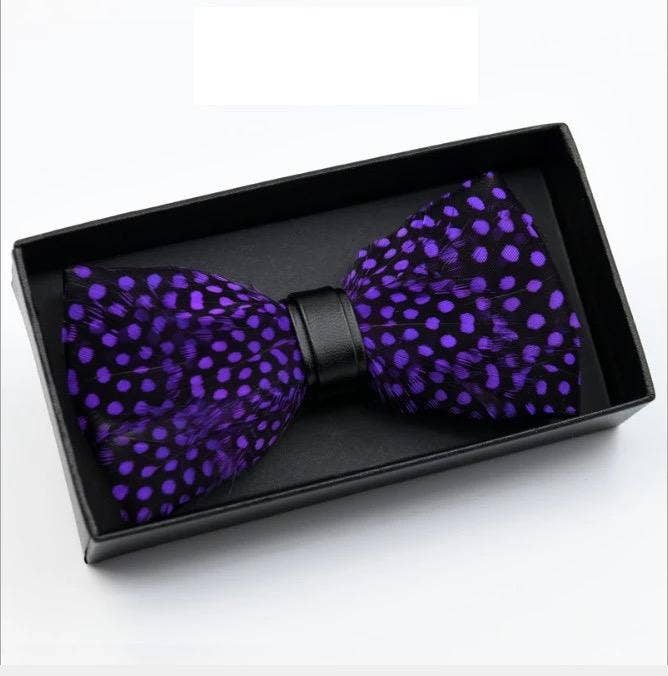 Feather Bow Tie & Lapel Pin Set