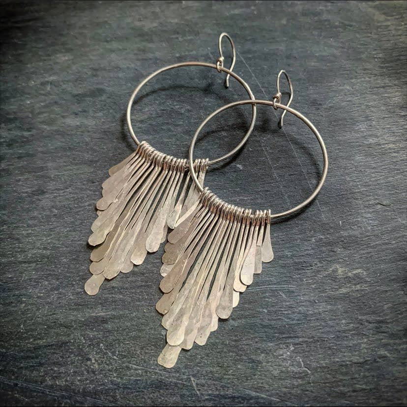 Large Sterling Fringe Earrings