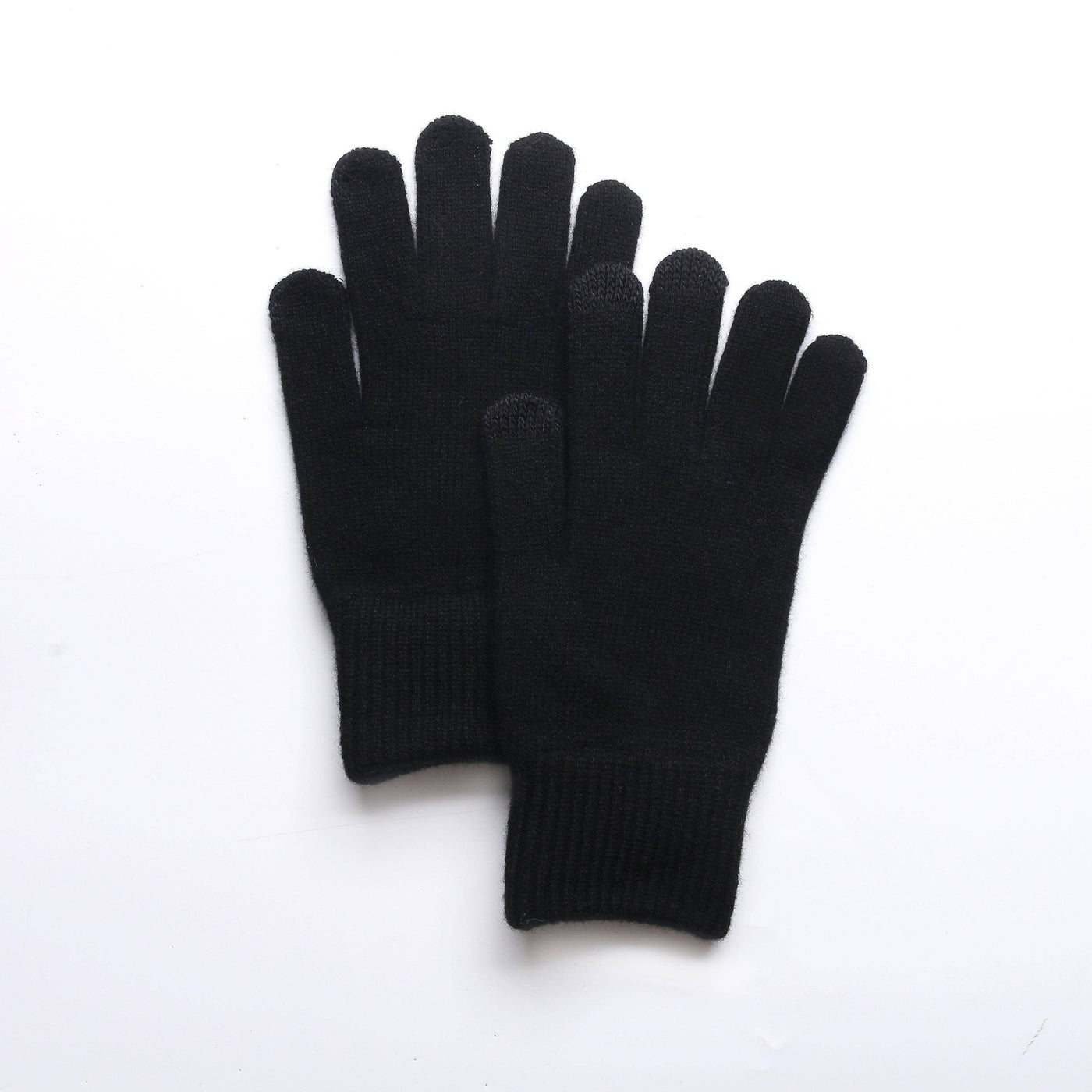 Touchscreen Gloves in Black Merino Wool
